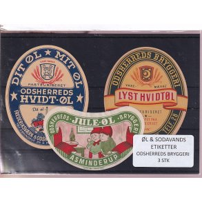 �l og Sodavandsetiketter - Odsherreds Bryggeri - Nr. Asmindrup -  3 Stk.
