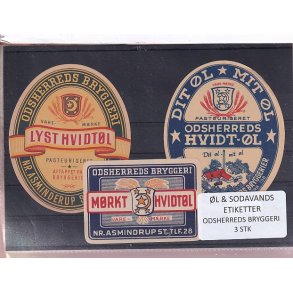 �l og Sodavandsetiketter - Odsherreds Bryggeri - Nr. Asmindrup -  3 Stk.
