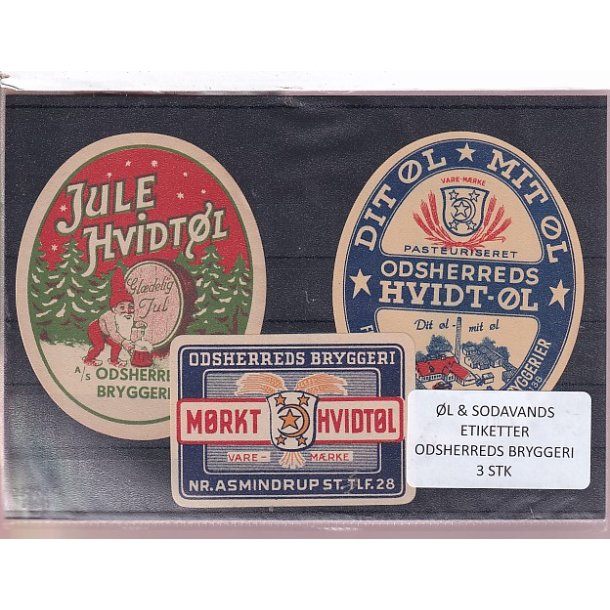 �l og Sodavandsetiketter - Odsherreds Bryggeri - Nr. Asmindrup -  3 Stk.