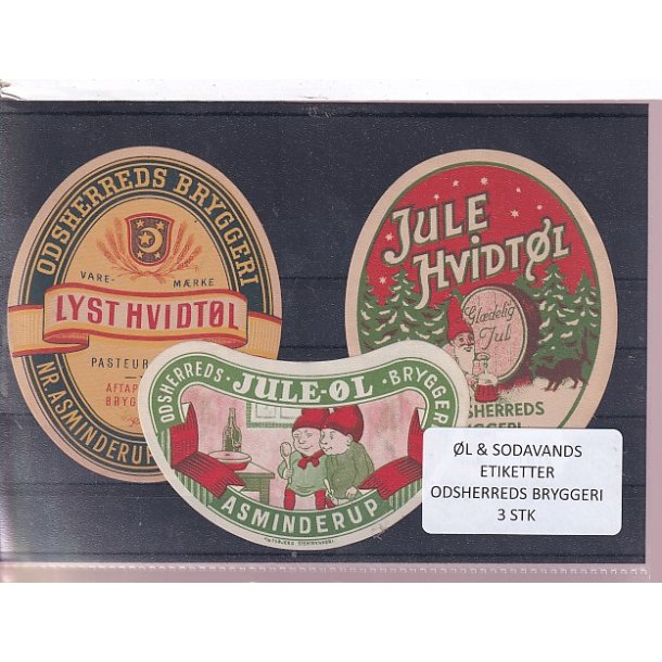 �l og Sodavandsetiketter - Odsherreds Bryggeri - Nr. Asmindrup -  3 Stk.