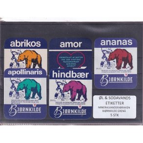 �l og Sodavands Etiketter - Bj�rnkilde - Gren� - 5 Stk.