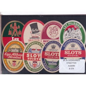 �l og Sodavands Etiketter - Albani - Odense - 8 Stk.