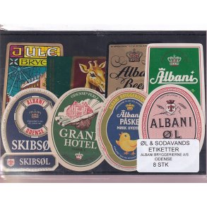 �l og Sodavands Etiketter - Albani - Odense - 8 Stk.