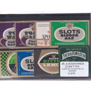 �l og Sodavands Etiketter - Albani - Odense - 8 Stk.