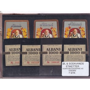 �l og Sodavands Etiketter - Albani - Odense - 7 Stk.