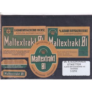 �l og Sodavands Etiketter - Albani - Odense - 3 Stk.