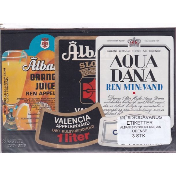 �l og Sodavands Etiketter - Albani - Odense - 3 Stk.