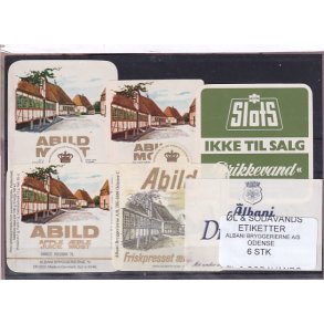 �l og Sodavands Etiketter - Albani - Odense - 6 Stk.