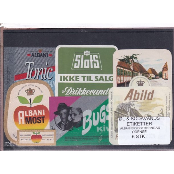 �l og Sodavands Etiketter - Albani - Odense - 6 Stk.