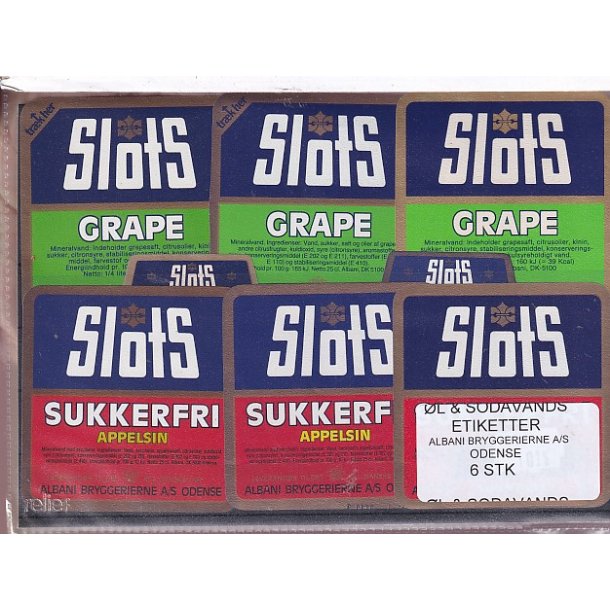 �l og Sodavands Etiketter - Albani - Odense - 6 Stk.