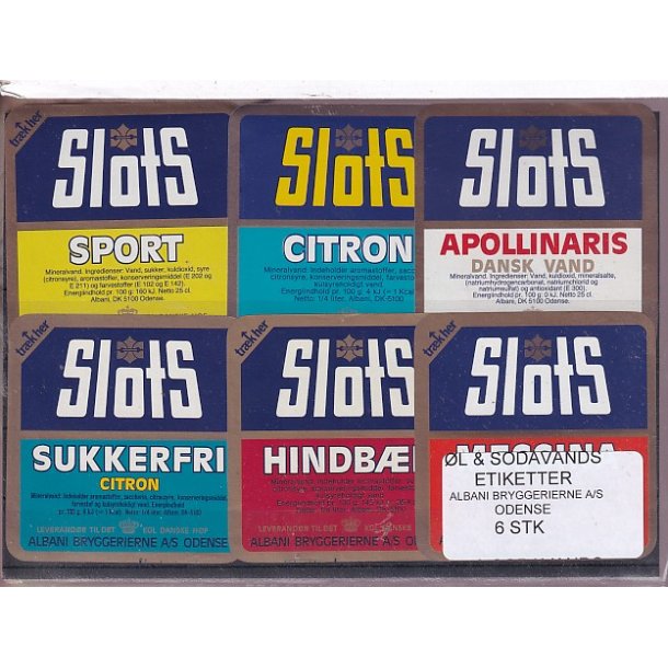 �l og Sodavands Etiketter - Albani - Odense - 6 Stk.