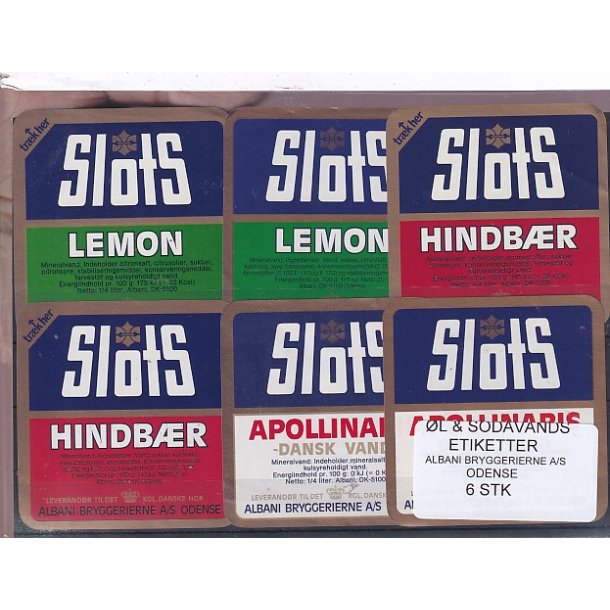 �l og Sodavands Etiketter - Albani - Odense - 6 Stk.