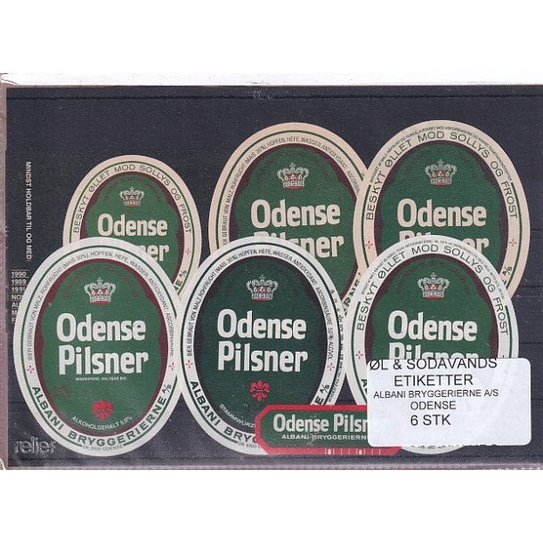 �l og Sodavands Etiketter - Albani - Odense - 6 Stk.