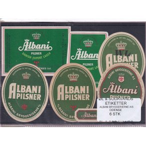 �l og Sodavands Etiketter - Albani - Odense - 6 Stk.