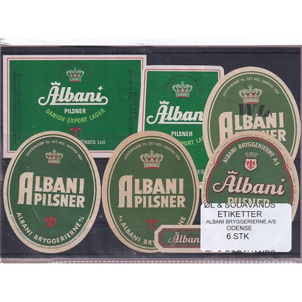 �l og Sodavands Etiketter - Albani - Odense - 6 Stk.