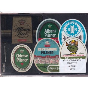�l og Sodavands Etiketter - Albani - Odense - 6 Stk.