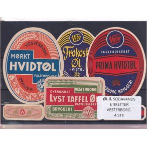 �l og Sodavandsetiketter - Vesterborg -  4 Stk.