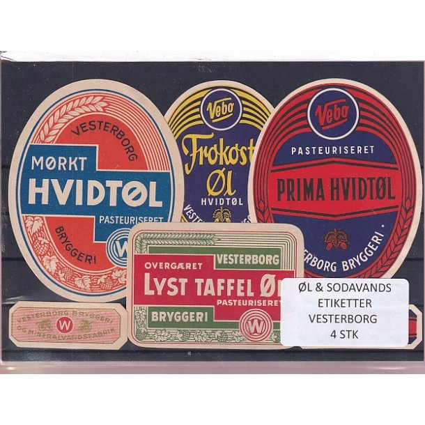 �l og Sodavandsetiketter - Vesterborg -  4 Stk.