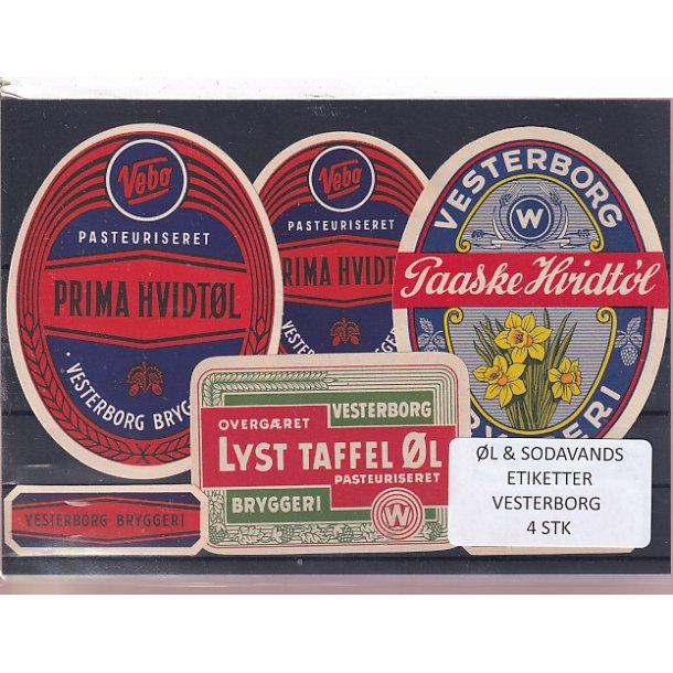 �l og Sodavandsetiketter - Vesterborg -  4 Stk.