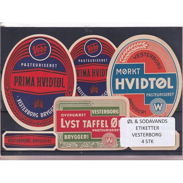 �l og Sodavandsetiketter - Vesterborg -  4 Stk.