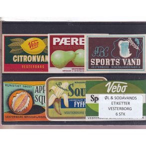 �l og Sodavandsetiketter - Vesterborg -  6 Stk.