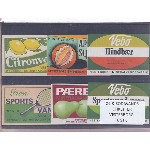 �l og Sodavandsetiketter - Vesterborg -  6 Stk.
