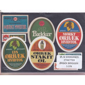 �l og Sodavandsetiketter - �rb�k Bryggeri -  5 Stk.