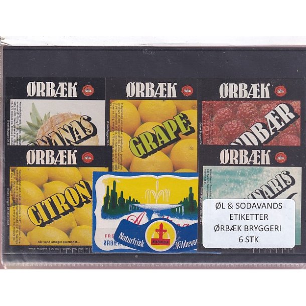 �l og Sodavandsetiketter - �rb�k Bryggeri -  6 Stk.