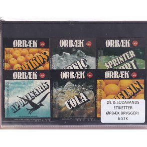 �l og Sodavandsetiketter - �rb�k Bryggeri -  6 Stk.