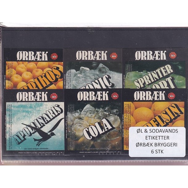 �l og Sodavandsetiketter - �rb�k Bryggeri -  6 Stk.