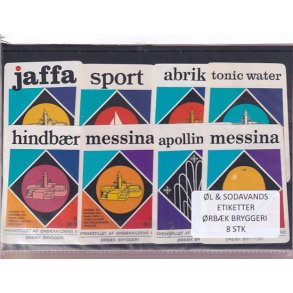 �l og Sodavandsetiketter - �rb�k Bryggeri -  8 Stk.