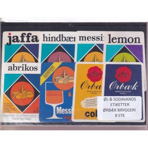 �l og Sodavandsetiketter - �rb�k Bryggeri -  8 Stk.