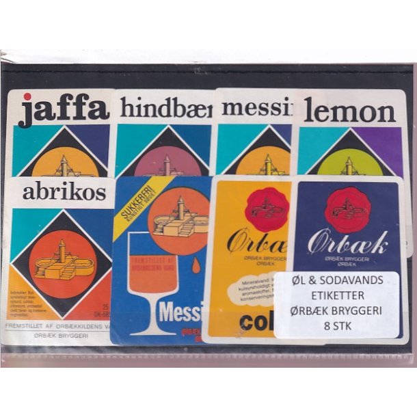 �l og Sodavandsetiketter - �rb�k Bryggeri -  8 Stk.