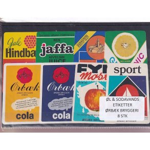 �l og Sodavandsetiketter - �rb�k Bryggeri -  8 Stk.