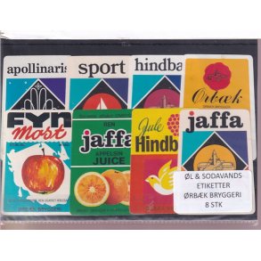�l og Sodavandsetiketter - �rb�k Bryggeri -  8 Stk.