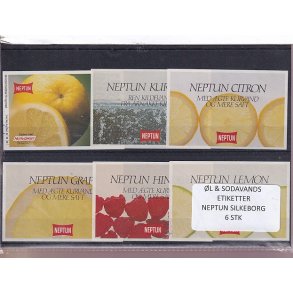 �l og Sodavands Etiketter - Neptun - Silkeborg - 6 Stk.