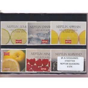 �l og Sodavands Etiketter - Neptun - Silkeborg - 6 Stk.