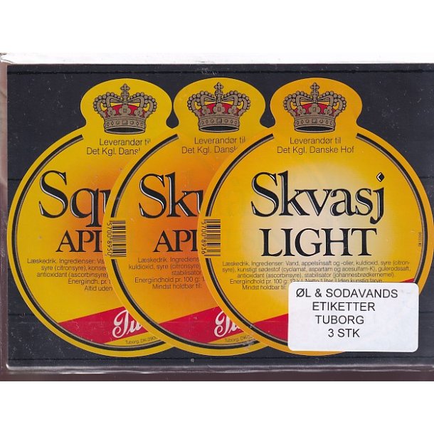 �l og Sodavands Etiketter - Tuborg - 3 Stk.
