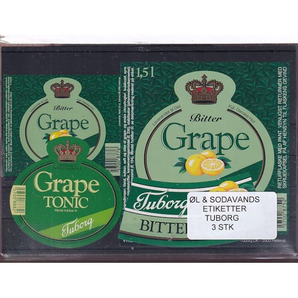 �l og Sodavands Etiketter - Tuborg - 3 Stk.