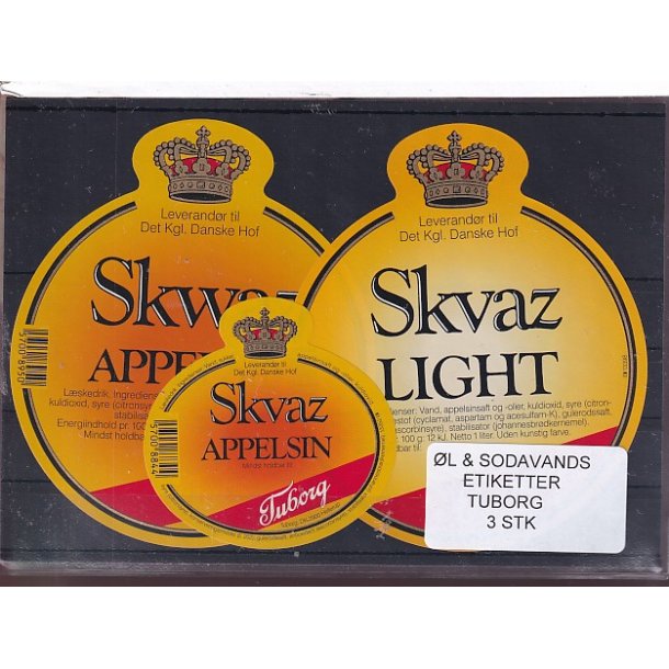 �l og Sodavands Etiketter - Tuborg - 3 Stk.