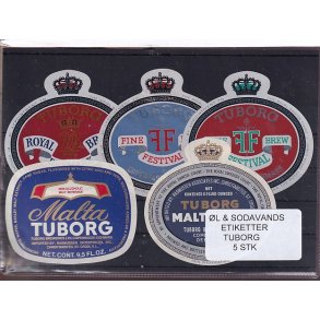 �l og Sodavands Etiketter - Tuborg - 5 Stk.