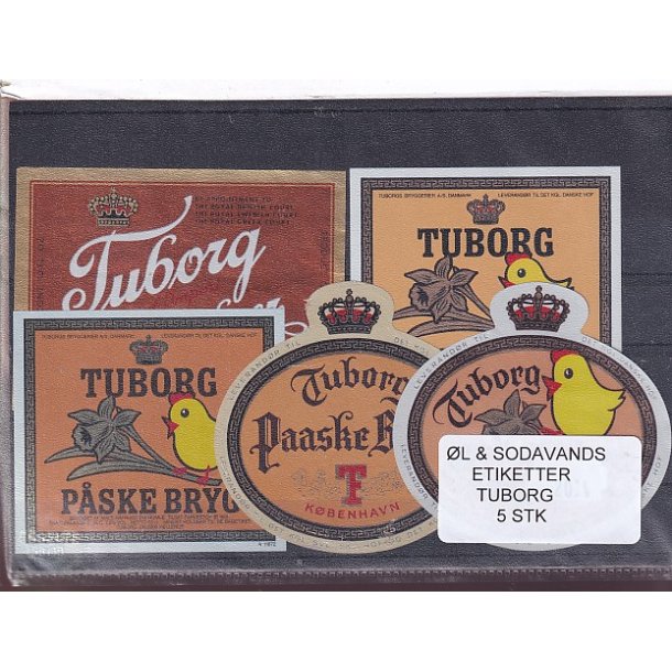 �l og Sodavands Etiketter - Tuborg - 5 Stk.