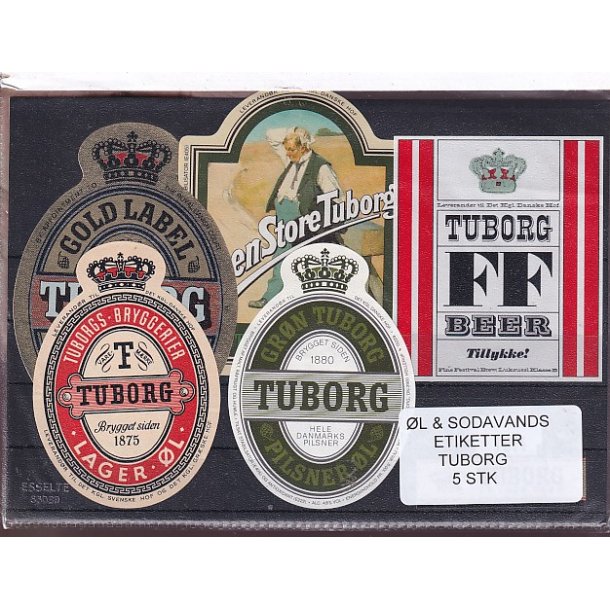 �l og Sodavands Etiketter - Tuborg - 5 Stk.