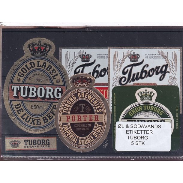 �l og Sodavands Etiketter - Tuborg - 5 Stk.