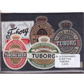 �l og Sodavands Etiketter - Tuborg - 5 Stk.