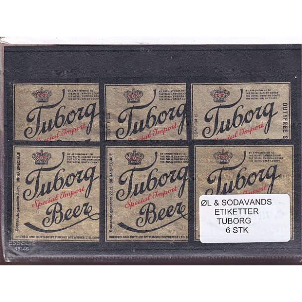 �l og Sodavands Etiketter - Tuborg - 6 Stk.