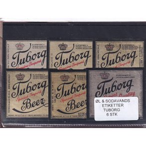 �l og Sodavands Etiketter - Tuborg - 6 Stk.