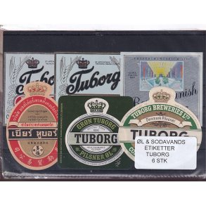 �l og Sodavands Etiketter - Tuborg - 6 Stk.