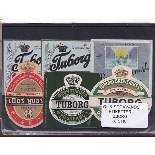 �l og Sodavands Etiketter - Tuborg - 6 Stk.