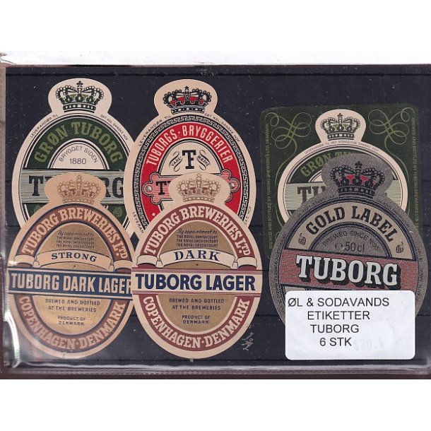 �l og Sodavands Etiketter - Tuborg - 6 Stk.